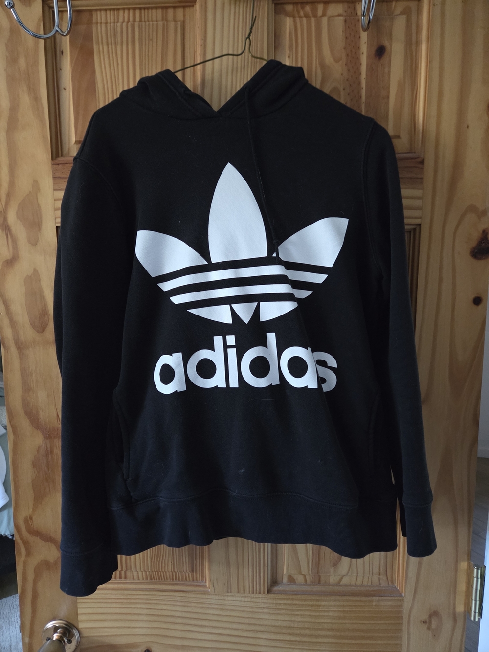 adidas Originals Black Hoodie with White Trefoil Logo - Women's Sweater